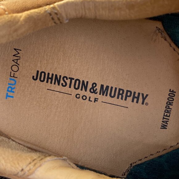 258460 MCGUFFEY MENS SHOE Size 10 M TAN OILED LEATHER JOHNSTON&MURPHY GOLF SHOE - Picture 11 of 13
